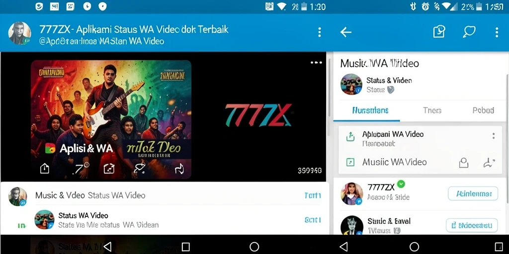Tampilan antarmuka 777ZX dengan koleksi Status WA Video menarik.
