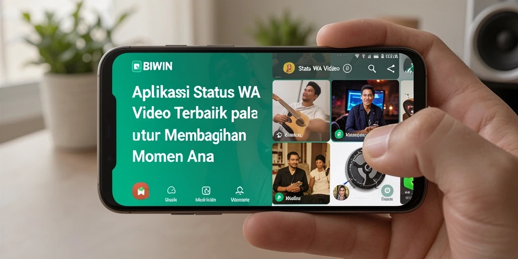 Tampilan aplikasi BIWIN dengan berbagai pilihan video Status WA.