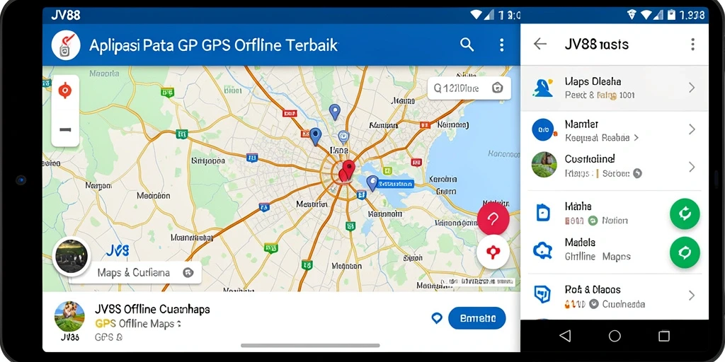 Antarmuka pengguna JV88 dengan fungsi navigasi GPS Offline.