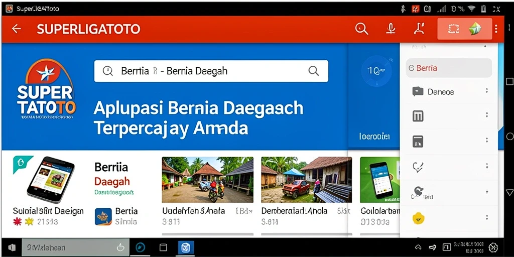 Antarmuka aplikasi SUPERLIGATOTO yang menampilkan berita daerah terkini.