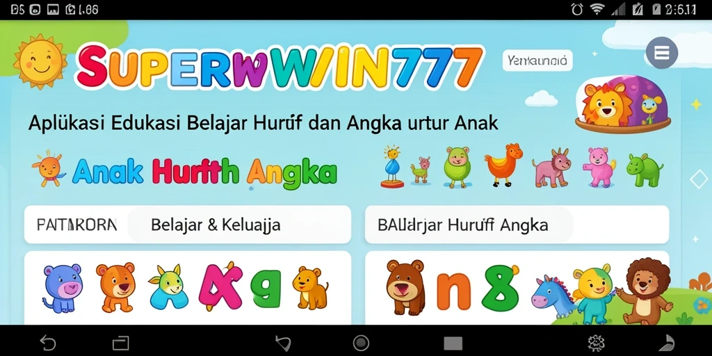 Antarmuka SUPERWIN777 yang menarik untuk belajar huruf dan angka.